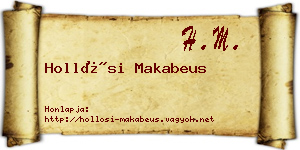 Hollósi Makabeus névjegykártya